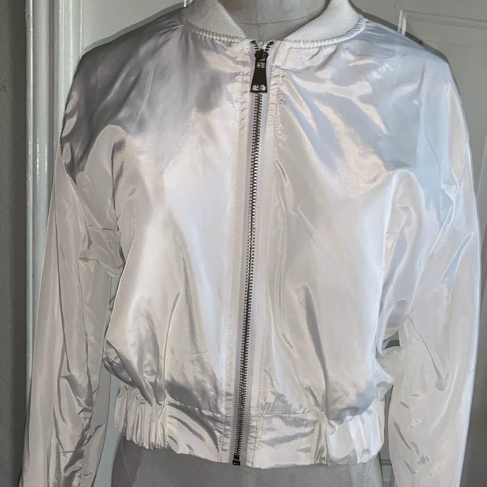 365 White cropped bomber jacket